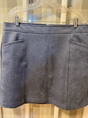 LOFT Slate Blue Suede-Look Mini Skirt with Front Pockets